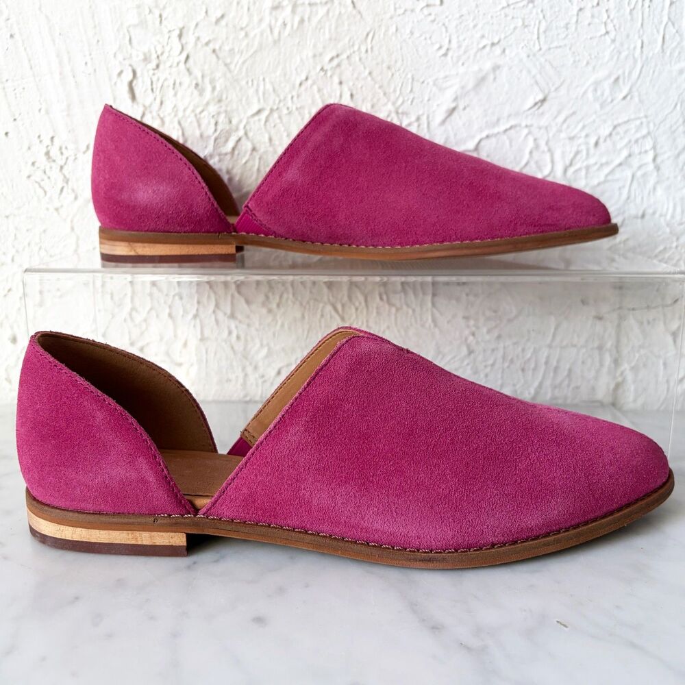 Frye & Co. Fenn Dorsay Flats Women's 9 Magenta Hot Pink Suede Shoes - Picture 2 of 8
